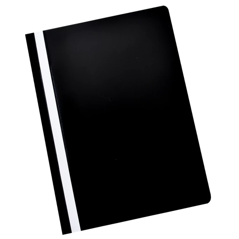 Fekete Fornax A4 méretű műanyag PP gyorsfűző, lyukasztott iratok, szerződések és prezentációk rendezett lefűzéséhez