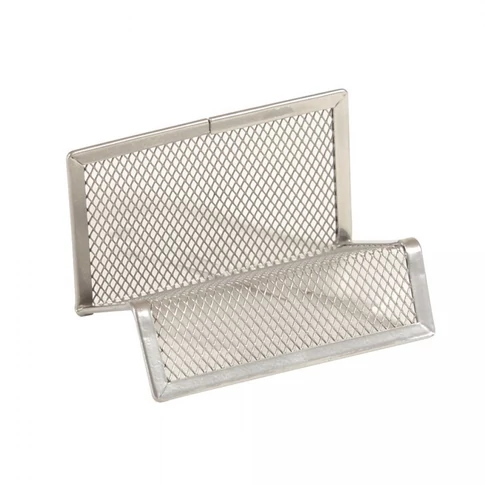 Fornax ezüst fémhálós asztali névjegytartó névjegykártyák praktikus, jól látható elhelyezéséhez irodai környezetben és ügyfélfogadó pulton
