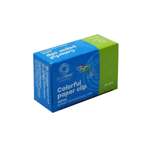 Bluering színes gemkapcsok iratok rendezéséhez – 28 mm méret, 100 darab