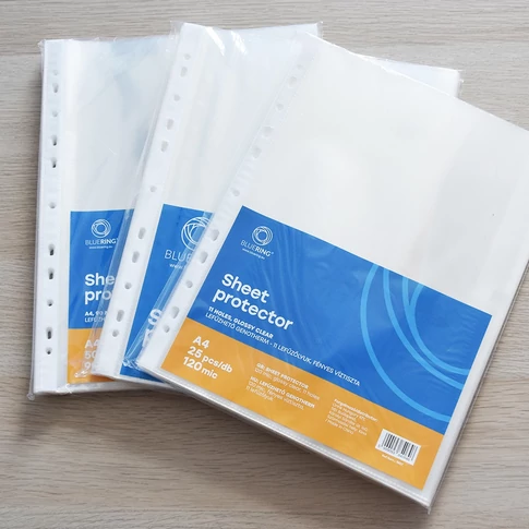 Bluering® A4, 120 mikron, víztiszta (fényes) lefűzhető genotherm, 11-lyukú, 25 db/csomag