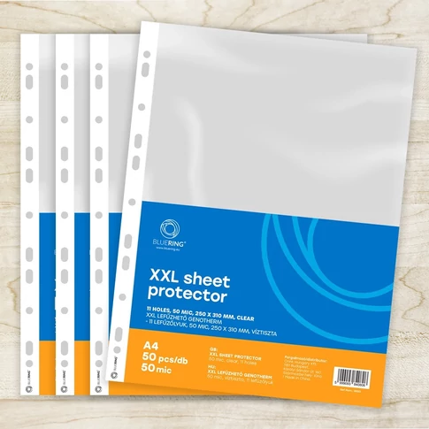 Bluering Genotherm lefűzhető A4 XXL víztiszta extra széles 250x310 mm 50 mikronos 50 db-os csomagban