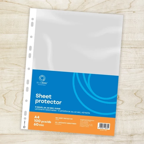 Bluering A4 genotherm tasak, 60 micron, víztiszta, 100 db dokumentumok lefűzéséhez