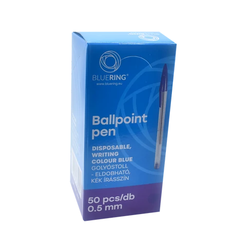Bluering kék eldobható golyóstoll kupakkal
