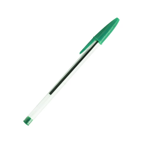 Eldobható kupakos golyóstoll, zöld színű iskolába, irodába