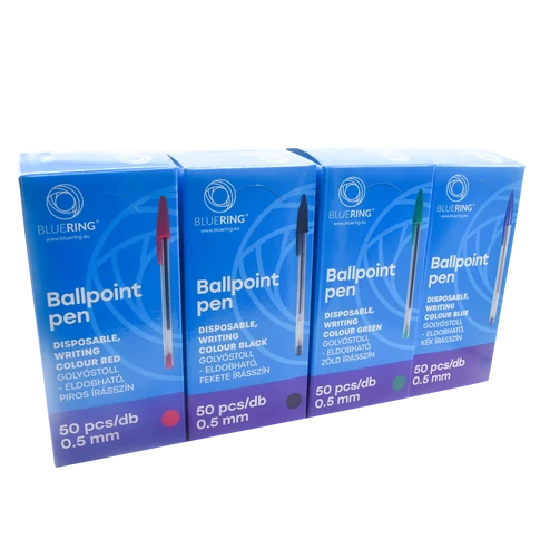 Golyóstoll eldobható kupakos Bluering® , írásszín zöld jelöléshez