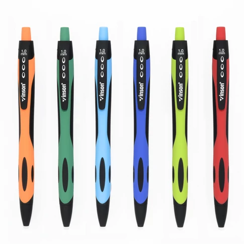 Vinson Fine 1008 nyomógombos golyóstoll, 1,0 mm hegy, vegyes színek, 36 darabos pultdisplay