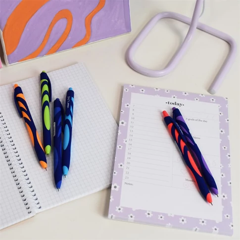 Vinson Live F20 golyóstoll gumírozott testtel és kék írásszínnel, sokszínű 36 db-os display bemutató csomagolásban bolti vagy irodai felhasználásra