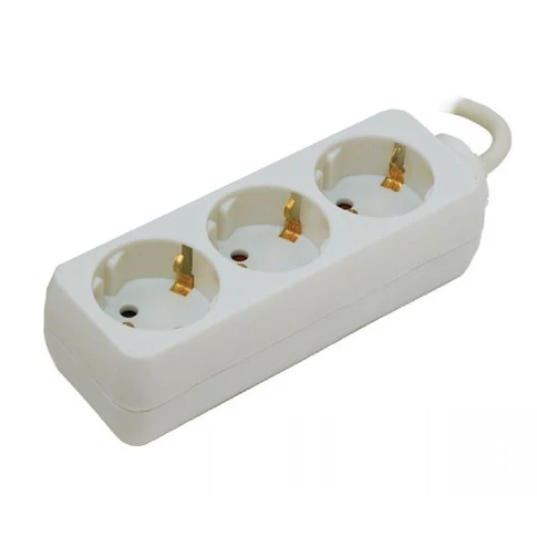 5 m kábelhosszú 3 aljzatos elosztó – asztali, fehér kialakítás