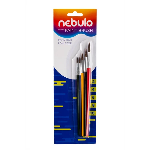 Ecset készlet festett fa nyéllel 5 db/csomag, Nebulo