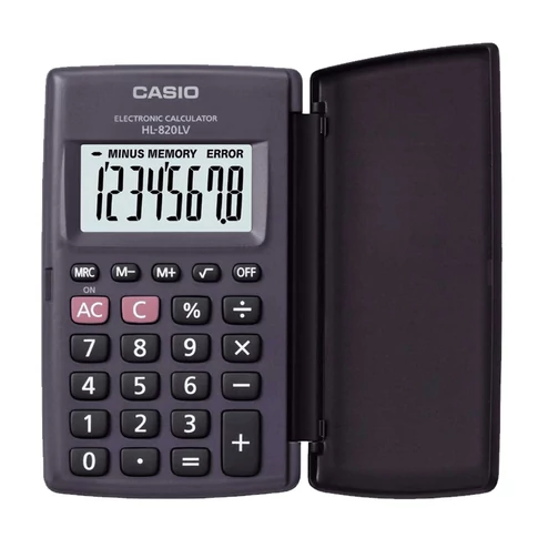 Casio HL 820LV zsebszámológép, 8 digit gyökvonás, fekete - iskolába és otthonra