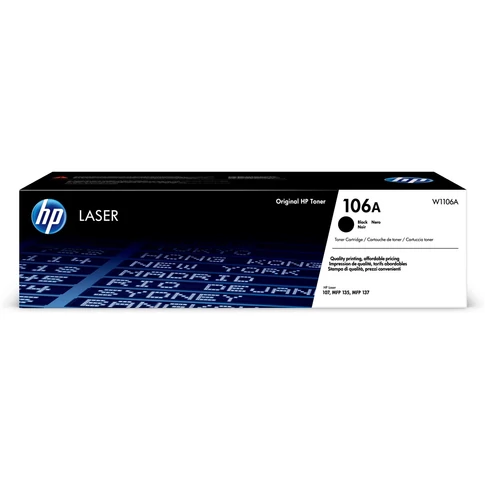 HP W1106A (106A) eredeti fekete toner kazetta, 1000 oldal kapacitás, HP Laser 107a/107w és MFP 135/137 kompatibilitás