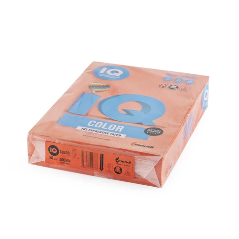 Intenzív korall piros A4 színes papír 80 g/m² – IQ CO44, 500 lapos csomag, feltűnő hirdetményekhez és jelölésekhez