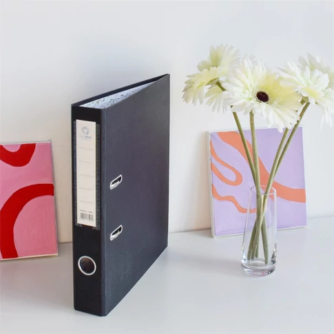 Tartós fekete kartonborítású Bluering Smart A4 iratrendező 5 cm-rel, lapraszerelt, stabil szerkezettel