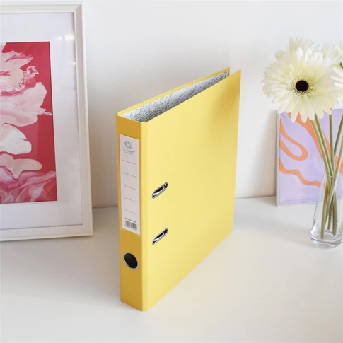 Bluering Smart sárga A4 iratrendező 5 cm széles gerinccel, lapraszerelt kivitelben, szerződések, számlák és irodai dokumentumok átlátható tárolásához