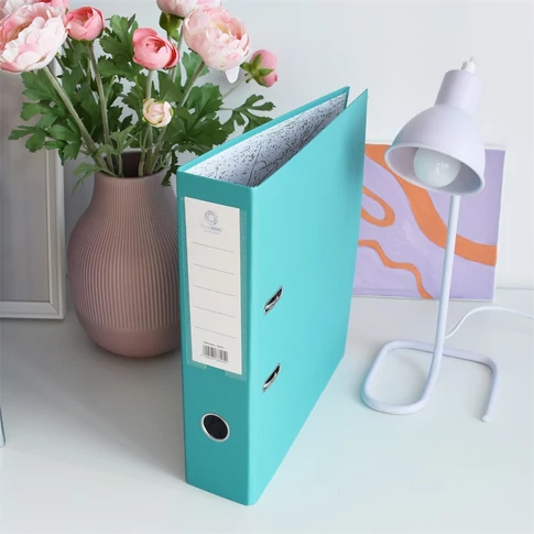 Bluering® Smart türkiz iratrendező A4 méretben, 7,5 cm-es gerinccel – lapraszerelt kivitel, matt borítás, nagy kapacitású dokumentumtárolás irodai és otthoni használatra