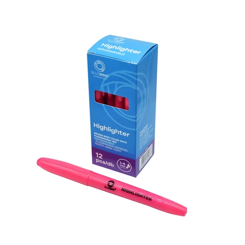 Kerek testű Bluering rózsaszín szövegkiemelő kényelmes fogással, jegyzetek, tankönyvek és nyomtatott dokumentumok tetszetős kiemeléséhez