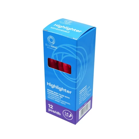 Bluering rózsa színű highlighter kerek testtel tanuláshoz és irodai szövegkiemeléshez