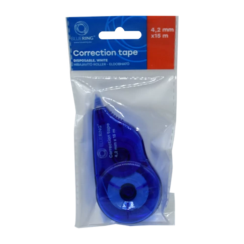 Compact Bluering hibajavító roller 4,2 mm × 15 m, eldobható kivitel, fehér szalaggal hibák gyors és tiszta kijavításához