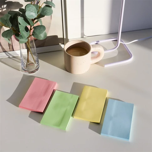 Pasztell rózsaszín Bluering® öntapadós jegyzetlap tömb – 76×127 mm méret, 80 lap, több felületen tapad és nyom nélkül eltávolítható