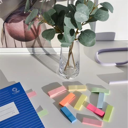 Bluering® jelölőcímke (15×50 mm) papírból, 10 tömb × 50 lap – írható, színes jelölők a fontos oldalak, dokumentumrészek és mappák rendszerezéséhez