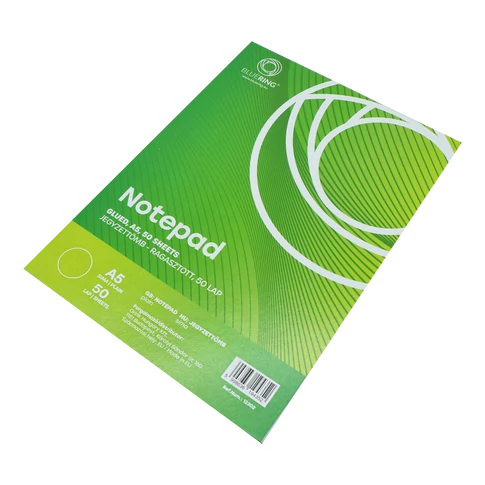 Bluering® ragasztott jegyzettömb A5, 50 lapos sima (üres) lapokkal, felül ragasztott kivitel – gyors irodai jegyzeteléshez