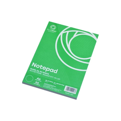 Bluering® ragasztott jegyzettömb A6, 50 lapos sima (üres) lapokkal – gyors jegyzetekhez, felül ragasztott kivitel