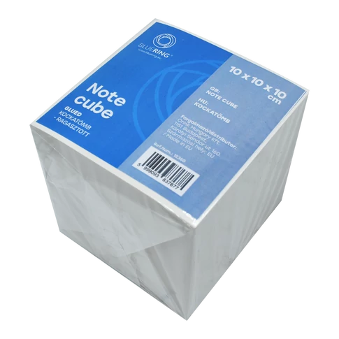 Praktikus fehér Bluering ragasztott kockatömb 10×10×10 cm méretben, mindennapi jegyzeteléshez
