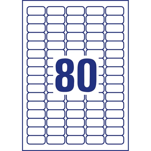 Etikett címke, univerzális visszaszedhető 35,6 x16,9 mm, 80 címke/ív, 100 ív/doboz, Avery fehér