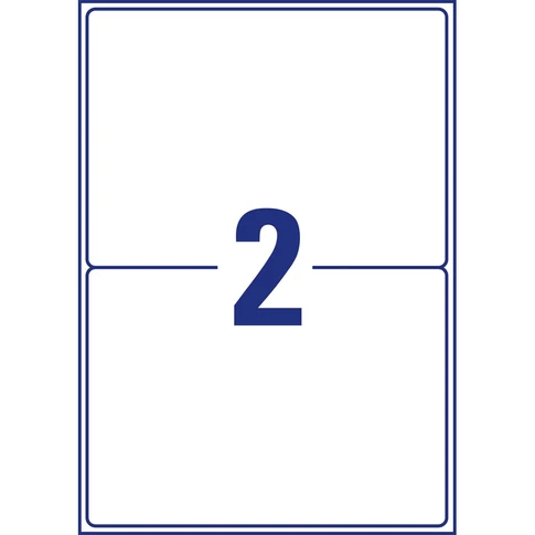 Etikett címke, univerzális visszaszedhető 199,6 x143,5 mm, 2 címke/ív, 25 ív/doboz, Avery fehér