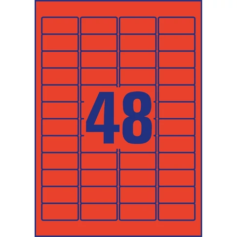 Etikett címke, univerzális visszaszedhető 45,7 x21,2 mm, 48 címke/ív, 20 ív/doboz, Avery piros