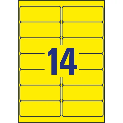 Etikett címke, visszaszedhető 99,1 x38,1 mm,neon 14 címke/ív, 25 ív/doboz, Avery sárga