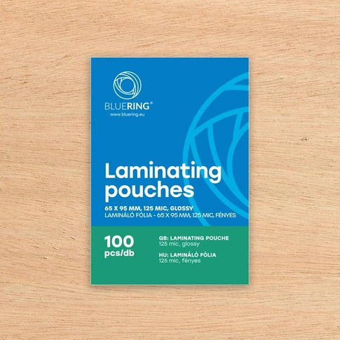 Lamináló fólia 65 x 95 mm, 125 mikron, 100 db/doboz, Bluering