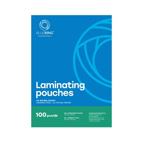 Bluering A4 100 micron vastag lamináló fólia, fényes felület, 100 db/doboz