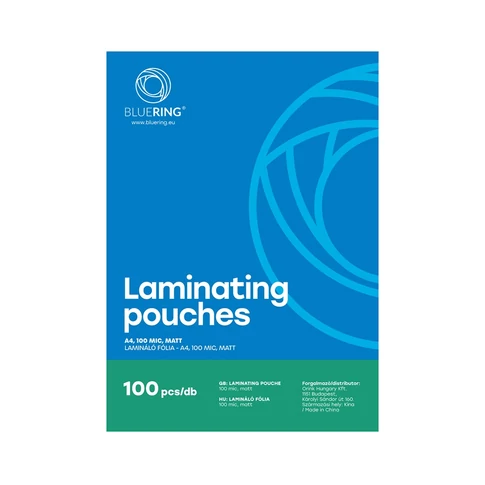 Lamináló fólia A4, 100 micron matt 100 db/doboz, Bluering®