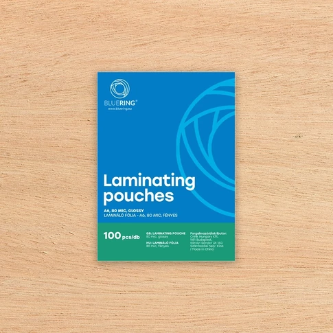 Bluering lamináló fólia A6 méretben, 80 micron vastag, fényes felület, 100 db/doboz