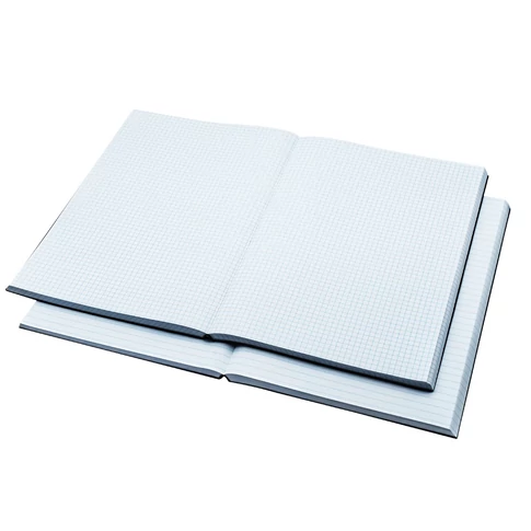 Bluering® A4 kockás beírókönyv – 200 oldalas (lapos) kivitel, fekete műanyag (PVC) borító, mindennapi feljegyzésekhez