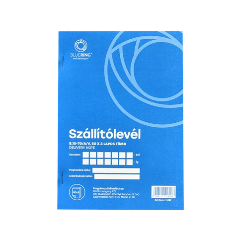 Bluering® A5 szállítólevél tömb, 50 navos, 3 példányos kiadás, B.10-70/A/V formátum