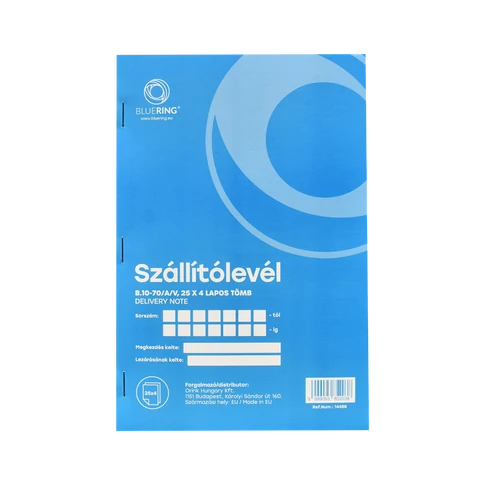 Bluering szállítólevél A5 25x4 lapos tömb formátumban, áruátvételhez, kiszállítás dokumentálásához és vállalkozások napi adminisztrációjához