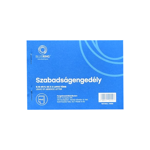 Bluering szabadságengedély nyomtatvány, A6 méret, 50 garnitúra × 2 lap, B.18-49/V