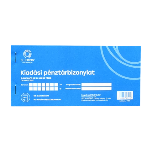 Kiadási pénztárbizonylat Bluering® 25×2 lapos, B.318-103/V, hivatalos nyomtatvány