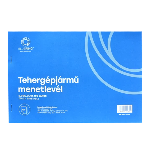 Tehergépjármű menetlevél A4, 100 lapos D.GEPJ.21/UJ Bluering®