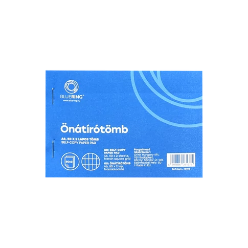 Bluering önátírótömb A6, 50×2 lapos, franciakockás mintázat, átíró papír jegyzetelt másolatokhoz