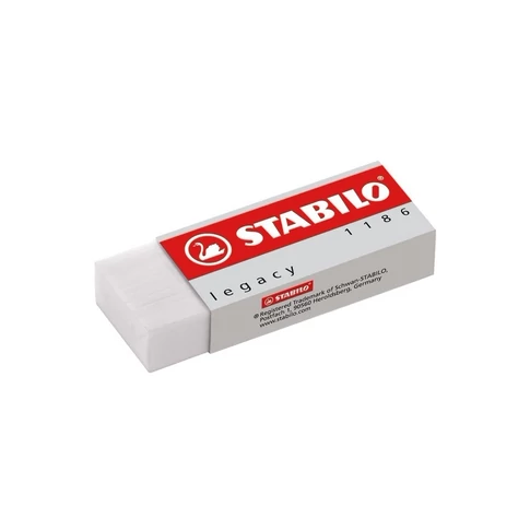 Stabilo LEGACY 1186/20 radír 62×22×11 mm – papírtokos, kiváló minőségű radír ceruzajegyzetek pontos javításához; kényelmes fogás, tiszta radírozás iskolában és irodában