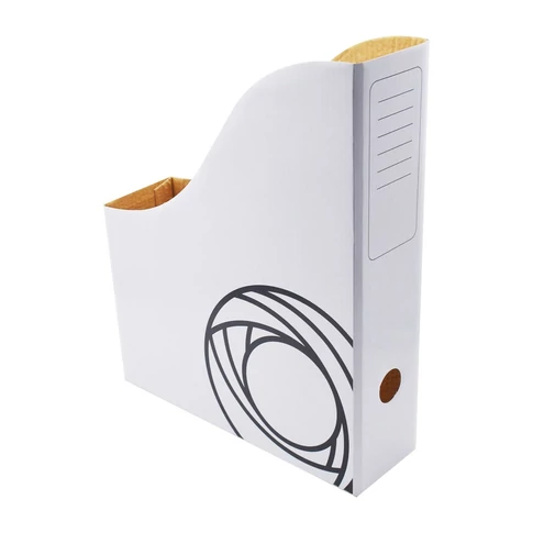 Bluering fehér iratpapucs, 8 cm gerinc, mikrohullámú karton – A4 dokumentumokhoz, gerinc címkemezővel