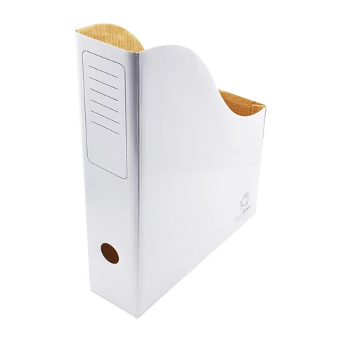 Bluering fehér iratpapucs, 8 cm gerinc, mikrohullámú karton – A4 dokumentumokhoz, gerinc címkemezővel