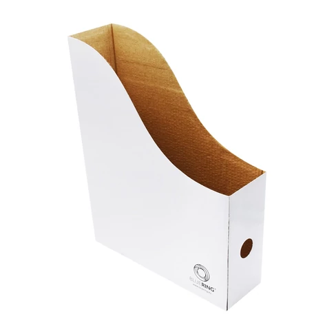 Bluering fehér iratpapucs, 8 cm gerinc, mikrohullámú karton – A4 dokumentumokhoz, gerinc címkemezővel