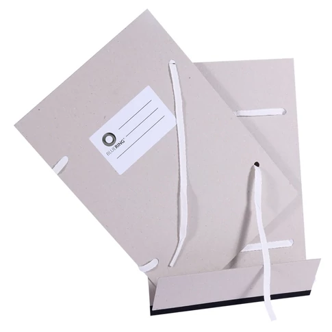 Erős, 1050 g kartonból készült Bluering A4 szalagos irományfedél hajtókás, klapnis kialakítással és 80 cm-es szalaggal iratok rendezett tárolására