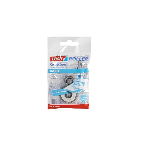 Tesa eldobható hibajavító roller 5 mm széles szalaggal és 8 m hosszú javítócsíkkal, ergonomikus kézi kialakítással