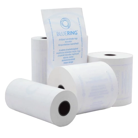 Bluering® hőpapír tekercs, 57 mm széles, 9 fm hosszú, 12 mm csévével, 10 db-os csomag, BPA mentes