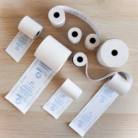 Bluering® hőpapír tekercs, 57 mm széles, 9 fm hosszú, 12 mm csévével, 10 db-os csomag, BPA mentes